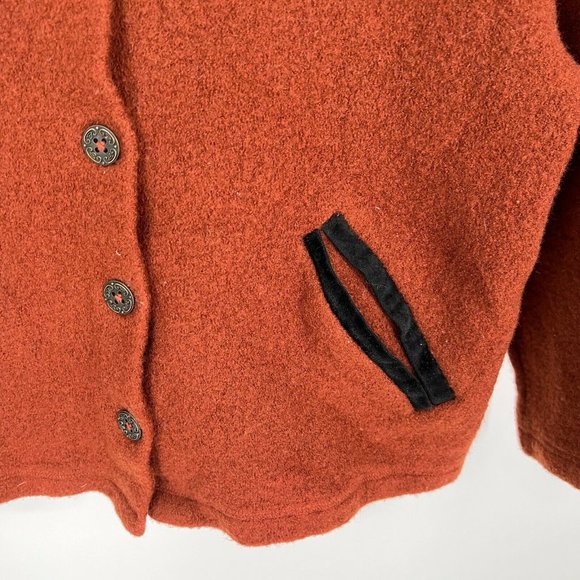 Vintage Orvis Artsy Button Corduroy Collar 100% Wool Jacket Womens M Dark Orange - Picture 3 of 6